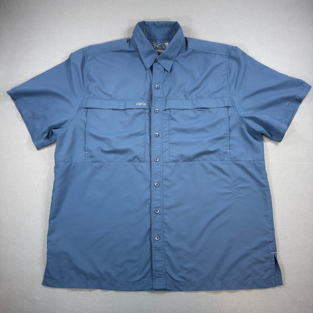 GameGuard Outdoors Fishing Shirt Men 2X Blue Vented Microfiber Button Up SS 1023